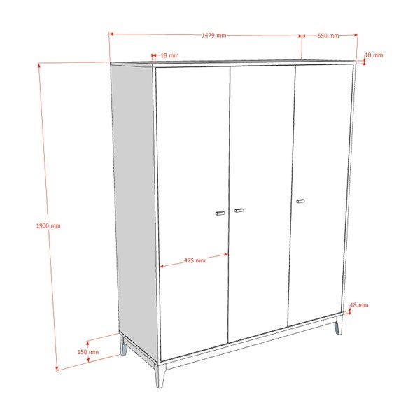 Șifonier în culoare naturală închisă cu aspect de lemn de nuc 148x190x55 cm Ilyas – Vipack-image-2