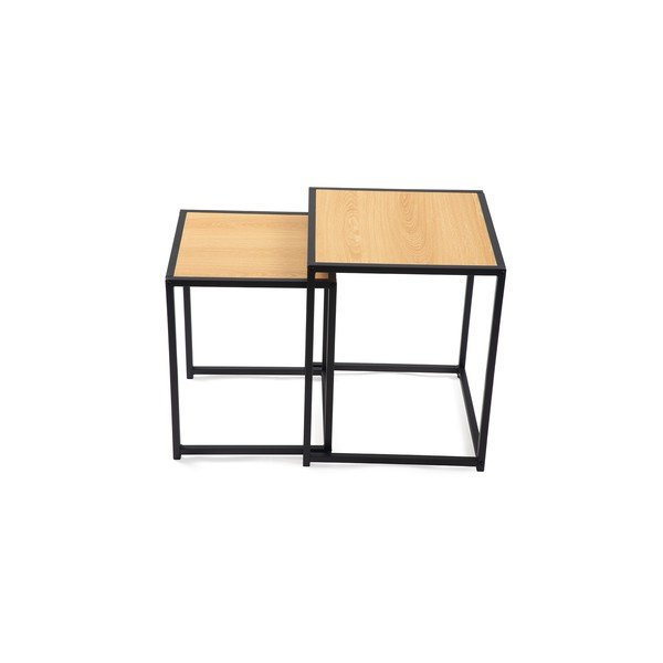 Măsuțe auxiliare 2 buc. cu aspect de lemn de stejar 38x38 cm Noah – Bonami Essentials-image-2