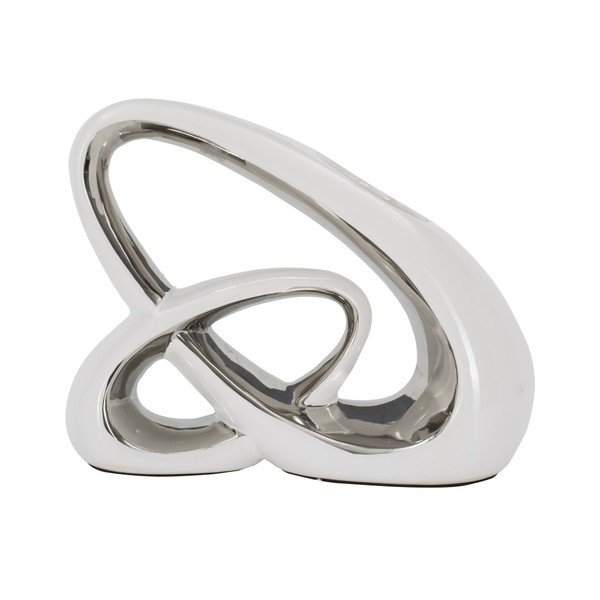 Vază din ceramică Mauro Ferretti Bling, alb-argintiu-image-4