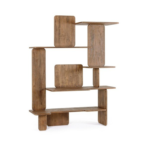 Bibliotecă în culoare naturală din lemn de acacia 180x220x50 cm Nayana – Bizzotto-image-1