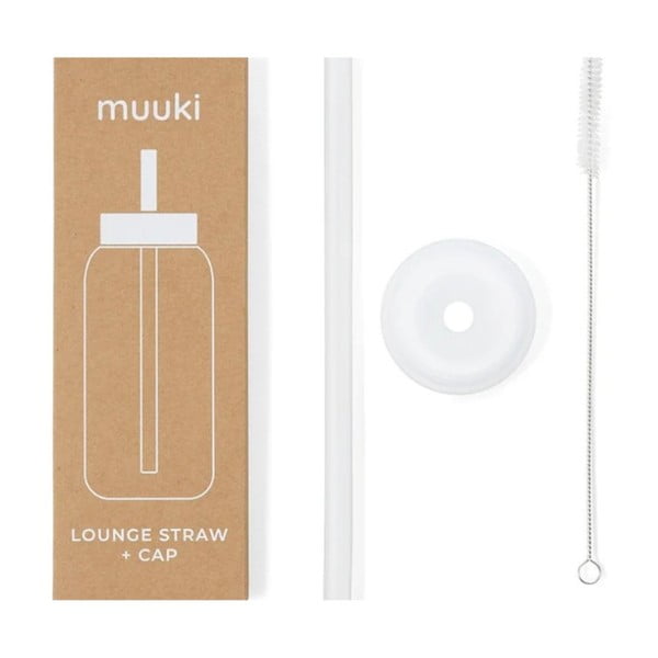 Pai de băut cu perie de curățare/cu capac inclus din silicon Clear  – Muuki