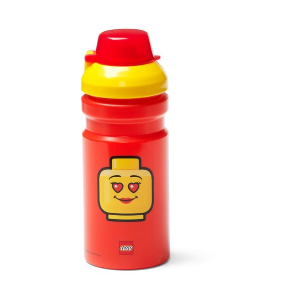 Sticlă pentru apă cu capac galben LEGO® Iconic, 390 ml, roşu