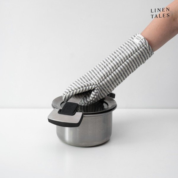 Mănușă de bucătărie din in Thin Black Stripes – Linen Tales-image-1