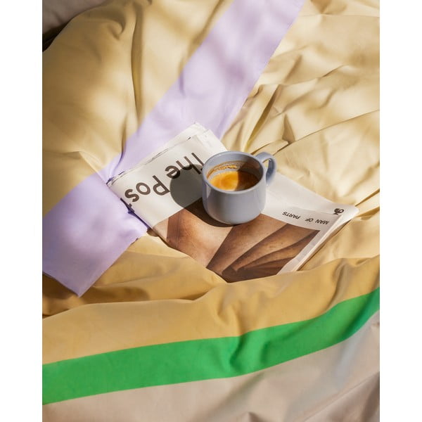 Lenjerie de pat mov lavandă/bej din bumbac pentru pat de o persoană/extinsă 140x220 cm Block – Hübsch-image-1