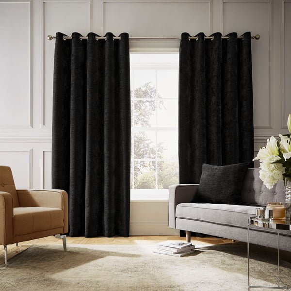 Draperii negre termoizolante 2 buc. din janilie 117x183 cm Selene Luxury Chenille – Hyperion-image-4