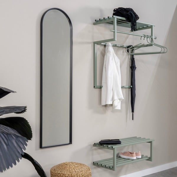 Cuier de perete verde prăfuit cu raft din metal 76 cm Rizzoli – Spinder Design-image-1