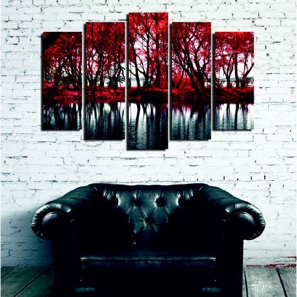 Tablou din 5 piese pe pânză Red Leaves-image-1