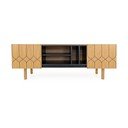 Masă TV neagră/în culoare naturală cu aspect de lemn de stejar 175x60 cm Porto – Woodman