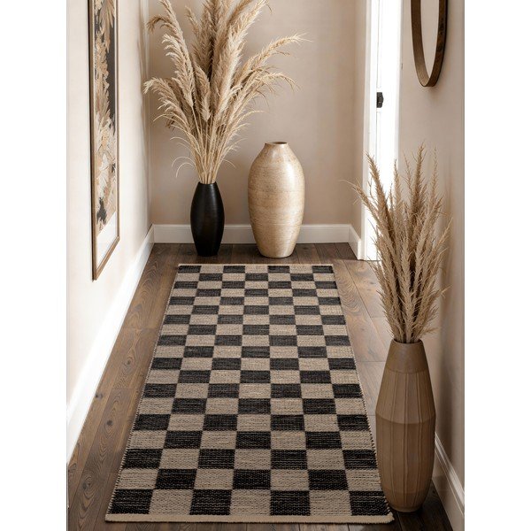 Covor tip traversă negru/crem țesut manual din amestec de iută 80x200 cm Rex – Hanse Home-image-1