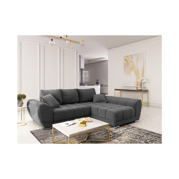 Colțar extensibil cu șezlong pe partea dreaptă Windsor & Co Sofas Cloudlet, gri închis-image-3