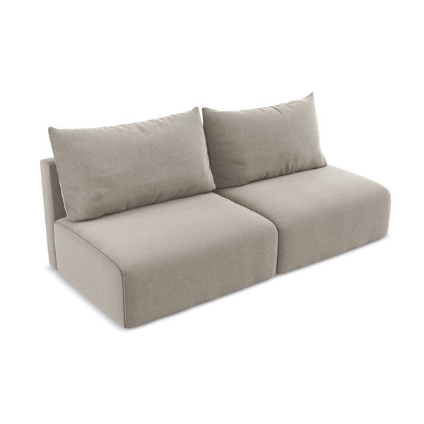 Canapea taupe extensibilă/cu spațiu de depozitare cu tapițerie din catifea 216 cm Kalena – Makamii-image-3