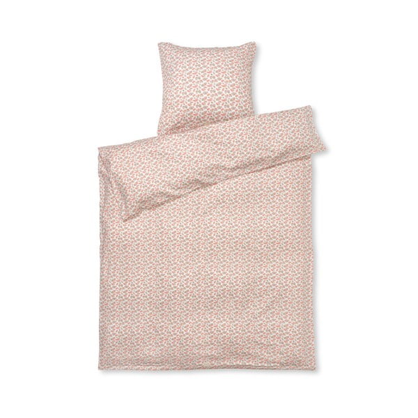 Lenjerie de pat albă/roz din bumbac satinat pentru pat de o persoană 140x200 cm Pleasantly – JUNA