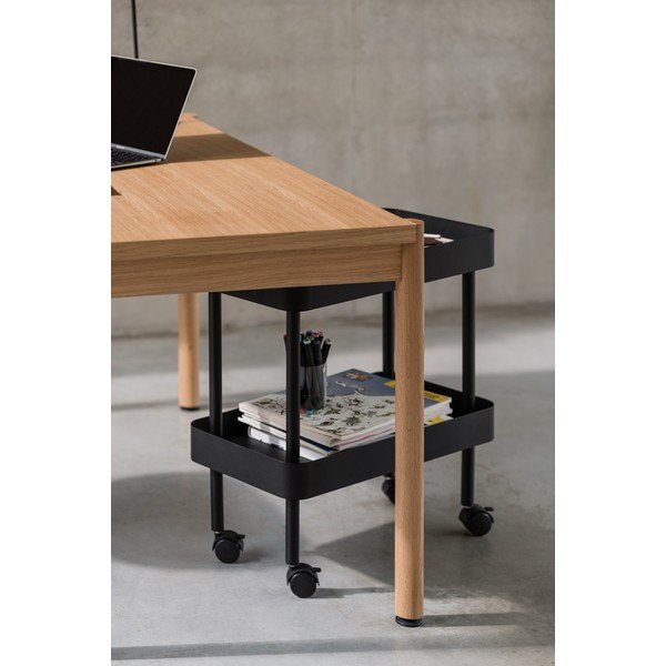 Etajeră pe roți neagră din metal 60x62x30 cm Nolle – noo.ma-image-4