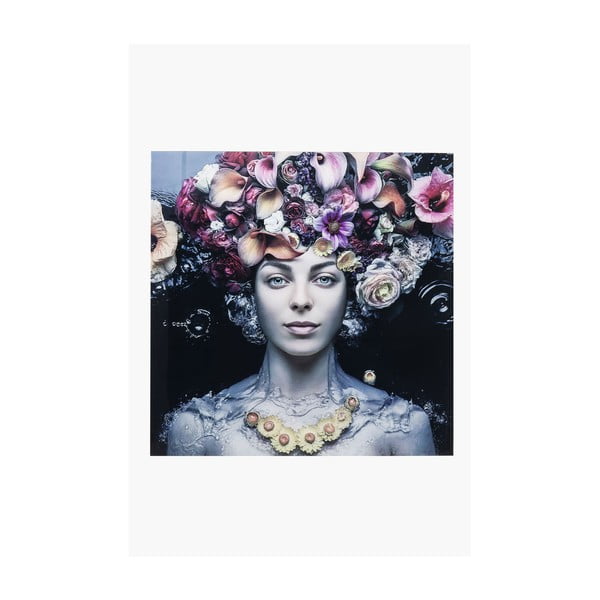 Tablou din sticlă Kare Design Flower Art Lady, 80 x 80 cm
