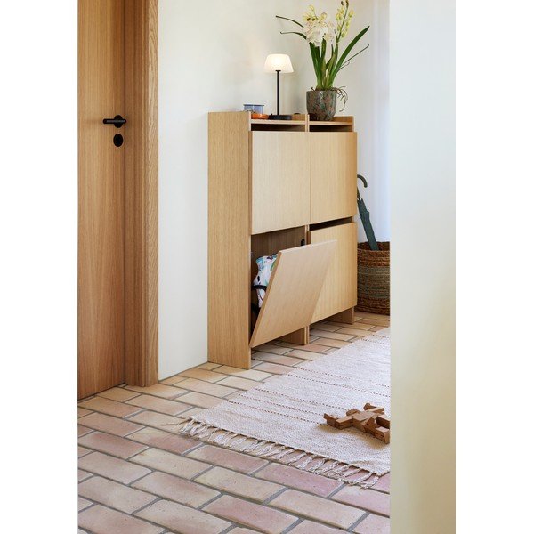 Pantofar în culoare naturală cu deschidere înclinată cu aspect de lemn de stejar 50x110x24 cm Forma – Hübsch-image-1