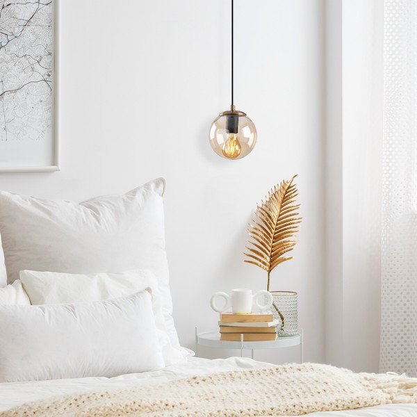 Lustră aurie cu abajur din sticlă ø 15 cm Efe – Opviq lights-image-1