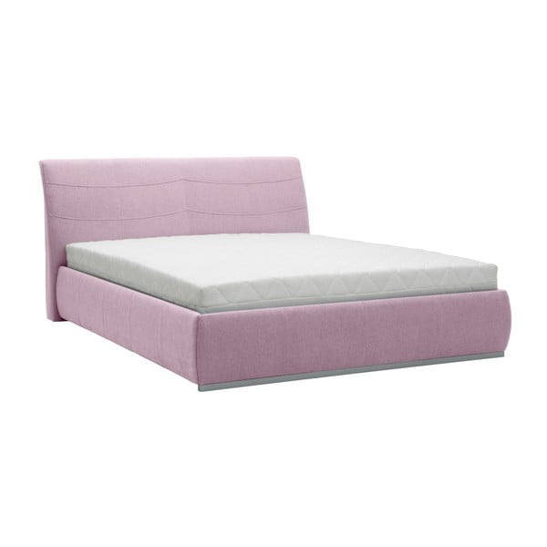 Pat dublu Mazzini Beds Luna, 160 x 200 cm, roz deschis