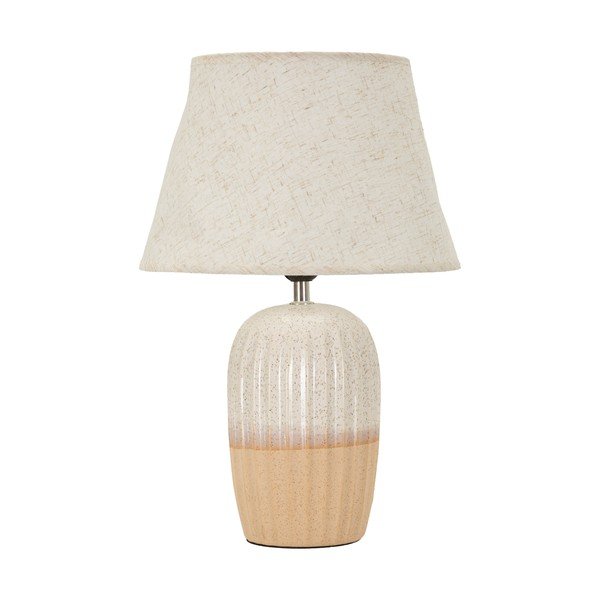 Veioză crem din ceramică cu abajur textil (înălțime 44 cm) Japandi – Mauro Ferretti