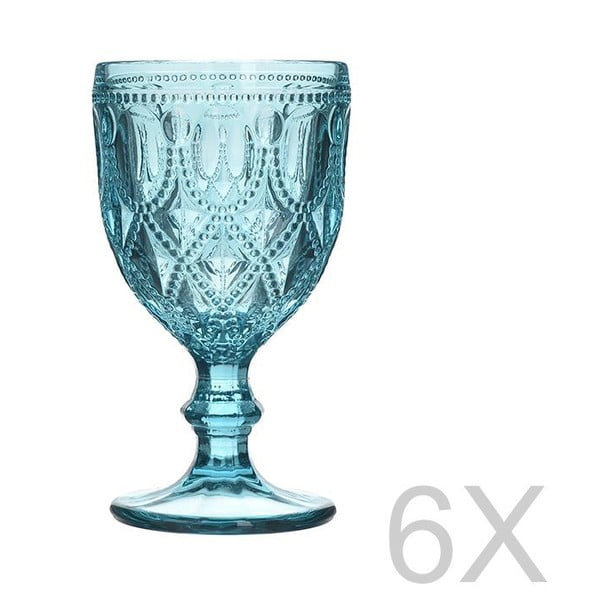 Set 6 pahare transparente din sticlă InArt Glamour Beverage, înălțime 16 cm, albastru