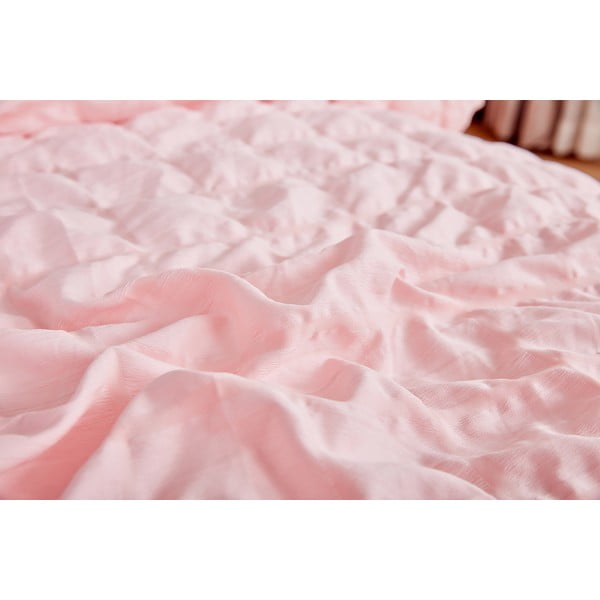 Lenjerie de pat roz din țesătură crep pentru pat de o persoană 140x200 cm Naomi – My House-image-3