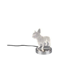 Veioză argintiu-lucios LED (înălțime 17 cm) Dog – Trio