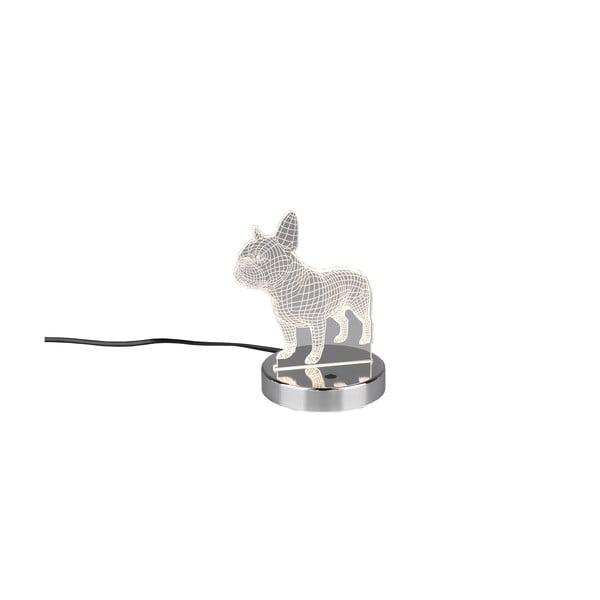 Veioză argintiu-lucios LED (înălțime 17 cm) Dog – Trio