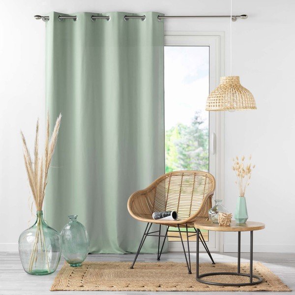 Draperie verde salvie dimout (semi-opacă) din microfibră 140x280 cm Absolu – douceur d'intérieur-image-2