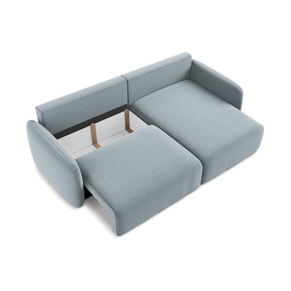 Colțar albastru extensibil/cu spațiu de depozitare cu tapițerie din catifea (cu colț pe partea dreaptă/cu șezlong) Kalena – Makamii-image-4