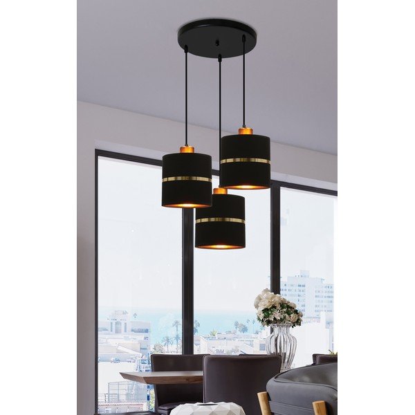 Lustră neagră cu abajur textil ø 15 cm Assam – Candellux Lighting-image-2