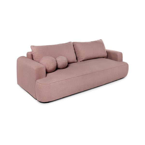 Canapea roz-deschis extensibilă cu tapițerie din țesătură bouclé 247 cm Quinoa – Bonami Selection-image-2
