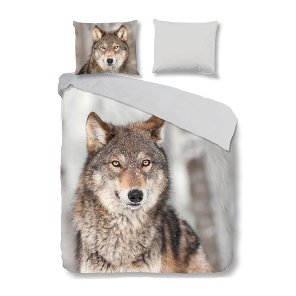 Lenjerie de pat din flanel Good Morning Wolf, 200 x 200 cm