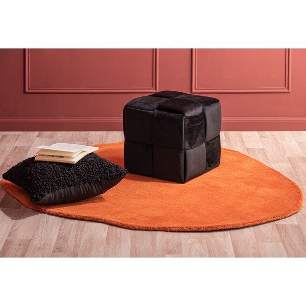 Taburet negru cu tapițerie din catifea Weaved – Leitmotiv-image-1