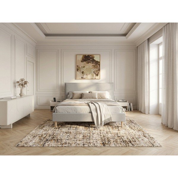 Pat matrimonial 180x200 cm gri deschis tapițat cu somieră Sary – Bobochic Paris-image-3