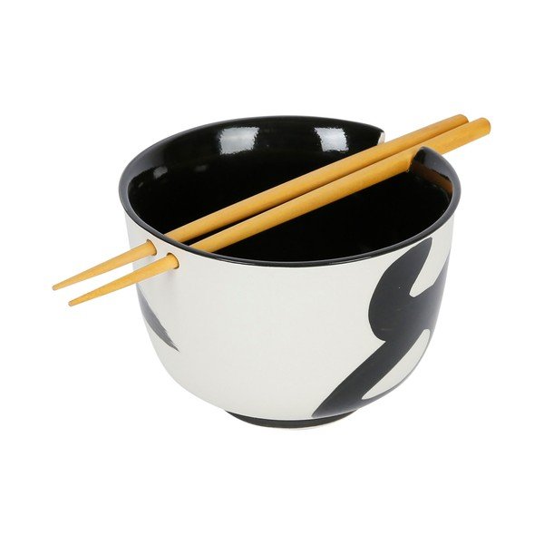 Bol mic negru-alb din gresie ø 13 cm Linge – Sema