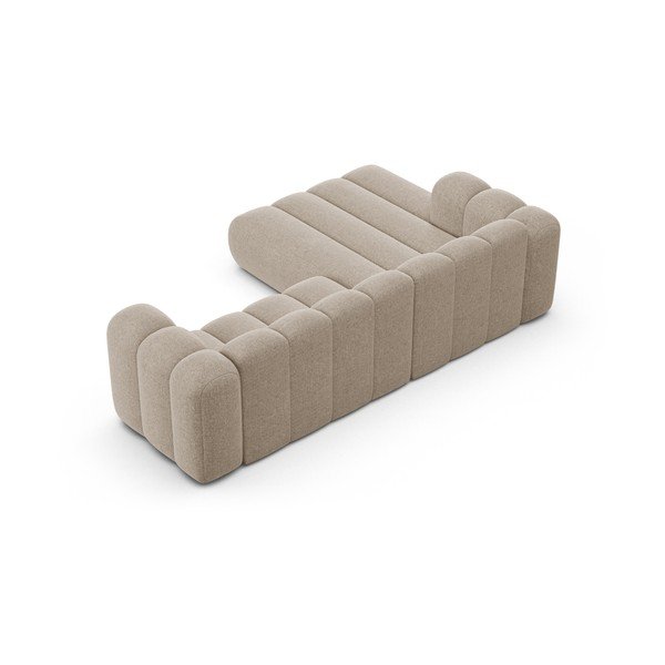 Colțar bej cu tapițerie din chenille (cu colț pe partea stângă/cu șezlong) Lupine – Micadoni -image-3