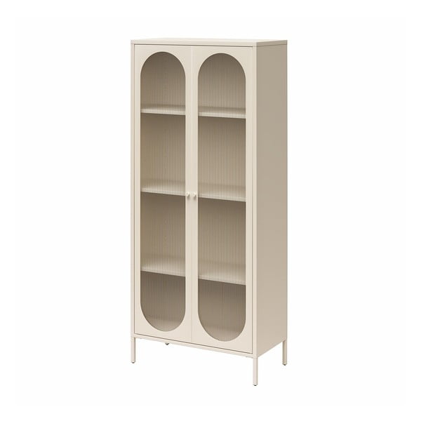 Vitrină crem din metal 80x186x40 cm Luna – Støraa-image-4