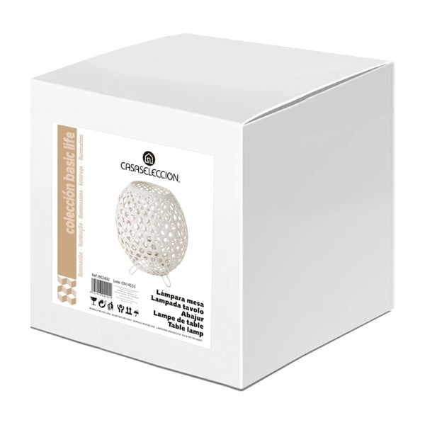 Veioză albă cu abajur din bambus (înălțime 23 cm) – Casa Selección-image-4