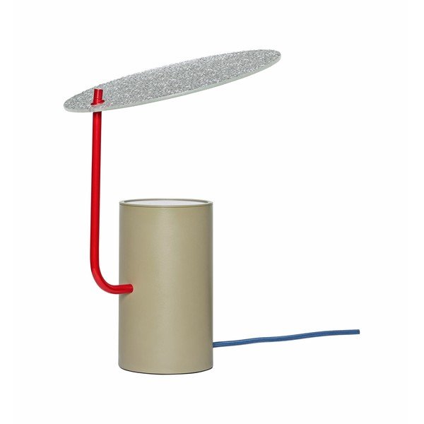 Veioză kaki cu abajur din sticlă (înălțime 35 cm) Disc – Hübsch