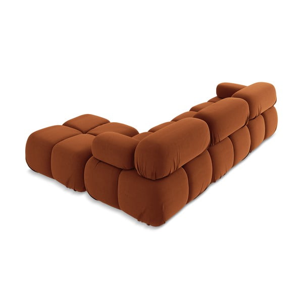 Colțar modular portocaliu cu tapițerie din catifea Lokua – Makamii-image-4