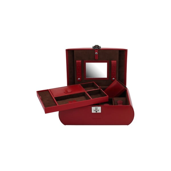 Casetă de bijuterii Cordoba, compartiment detașabil, roșu