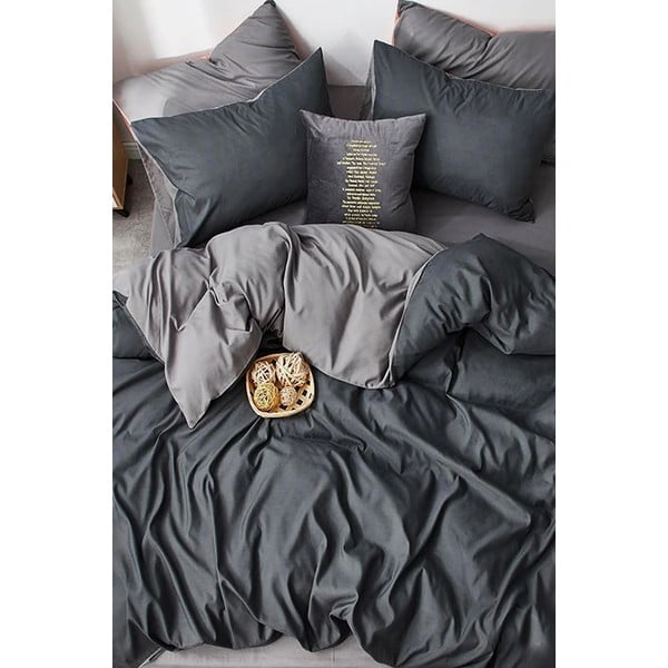 Lenjerie de pat gri din bumbac pentru pat de o persoană-extins și cearceaf 160x220 cm – Mila Home