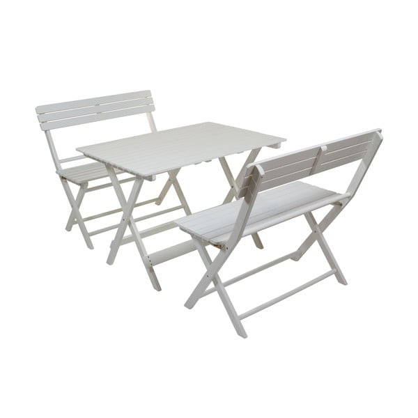 Set 2 scaune și masă din lemn de plop Santiago Pons, alb