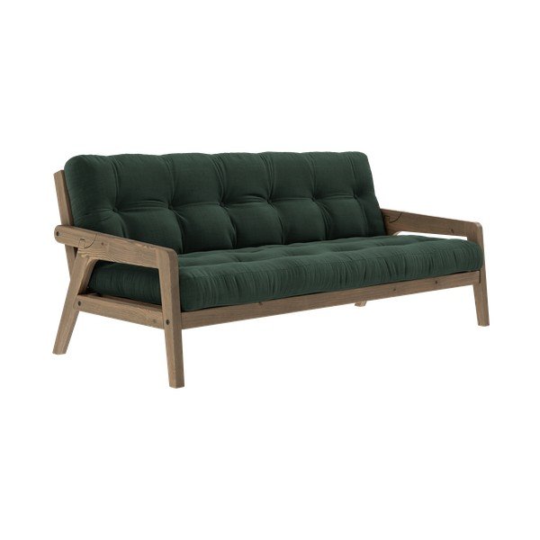 Canapea verde extensibilă cu tapițerie din catifea reiată 204 cm Grab - Karup Design-image-3