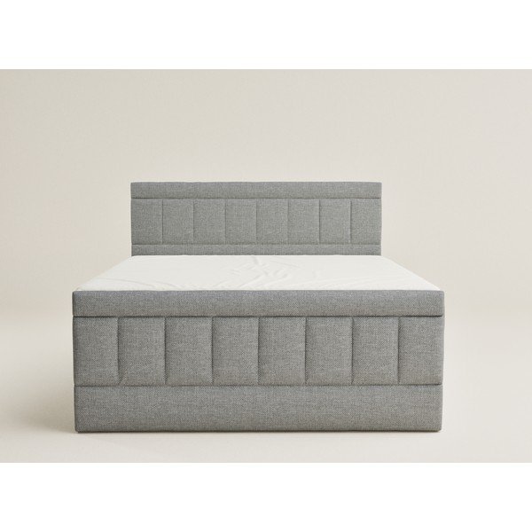 Pat boxspring gri cu spațiu de depozitare 200x200 cm Caya – Maison de Rêve-image-2