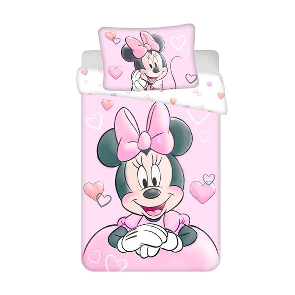 Lenjerie de pat pentru copii din bumbac pentru pătuț 100x135 cm Minnie – Jerry Fabrics