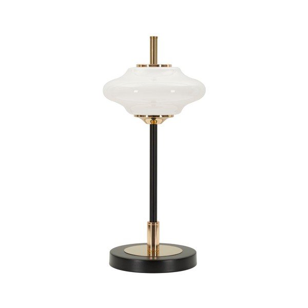 Veioză albă-neagră cu abajur din sticlă (înălțime 46 cm) Vintage – Mauro Ferretti