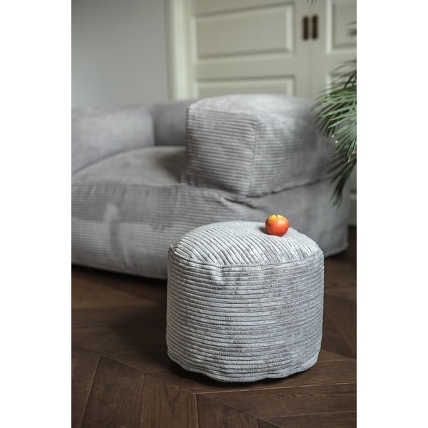 Fotoliu bean bag crem cu tapițerie din catifea reiată Mini – SLOWDOWN-image-1