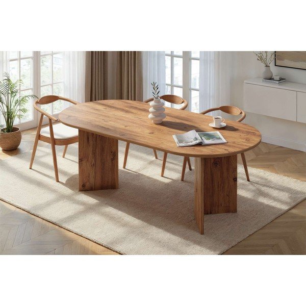 Masă de dining cu aspect de lemn de pin 90x200 cm Sabella – Kalune Design-image-1