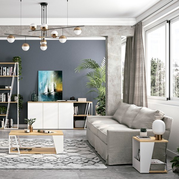 Măsuță de cafea cu blat cu aspect de lemn de stejar 40x40 cm Albi TemaHome-image-1