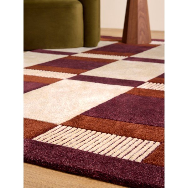Covor burgundy/crem țesut manual din fibre reciclate 160x230 cm Franka – MADE-image-2